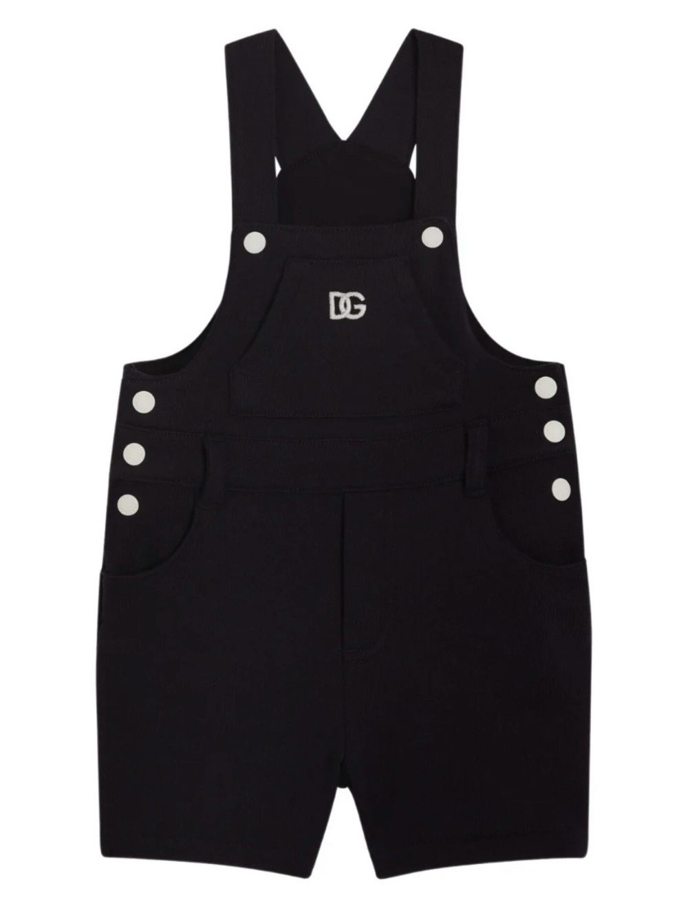 Dolce & Gabbana Black Kids Short Overalls with Silver Buttons